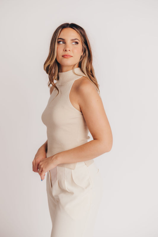 Mavis Demi-Turtleneck Knit Top in Cream