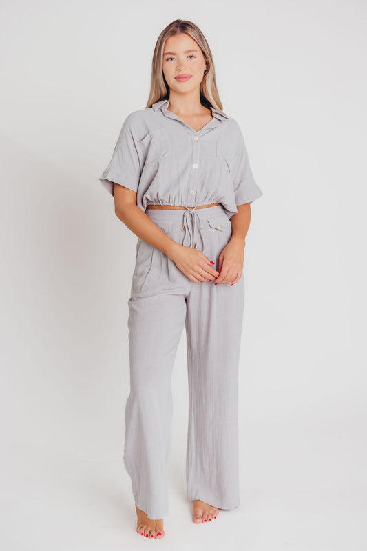 Erin Linen Blend Pleated Trousers in Cool Sage