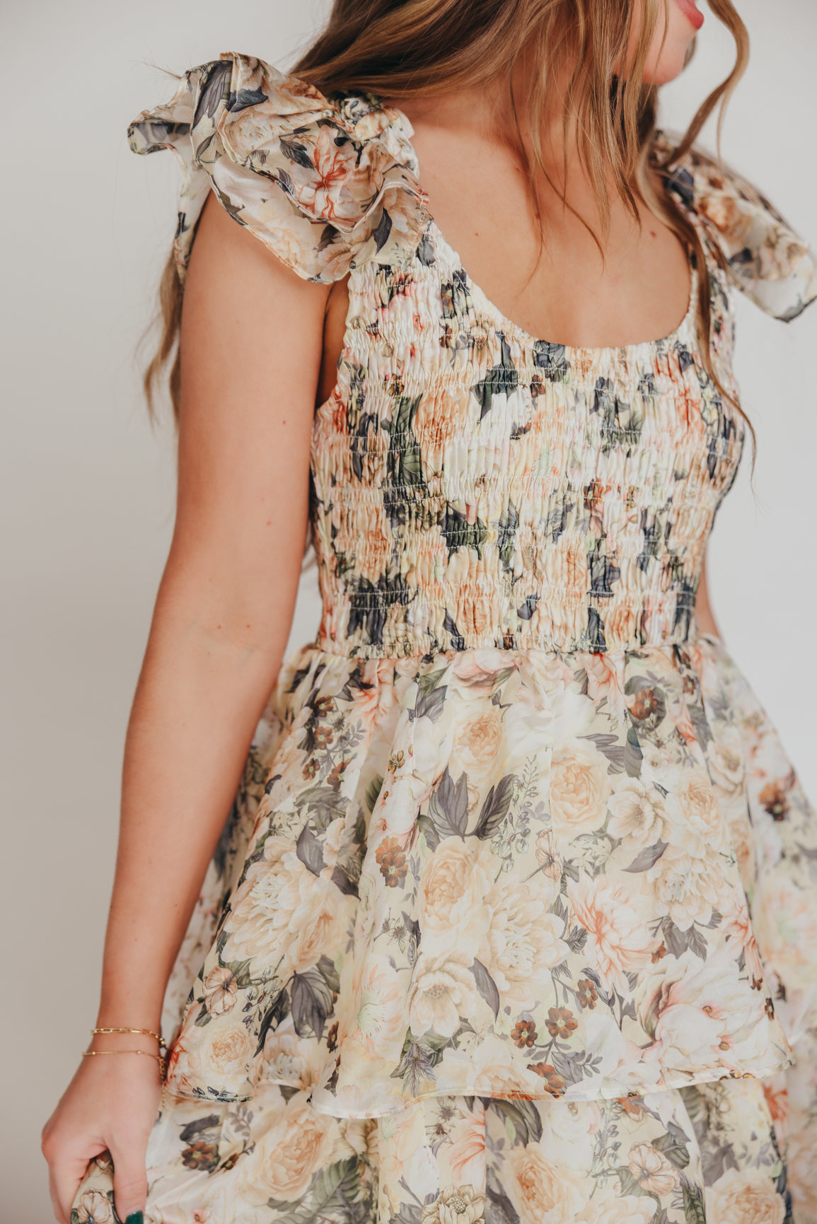 Forever & Always Midi Dress in Champagne Floral - Bump Friendly & Inclusive Sizing (S-3XL)