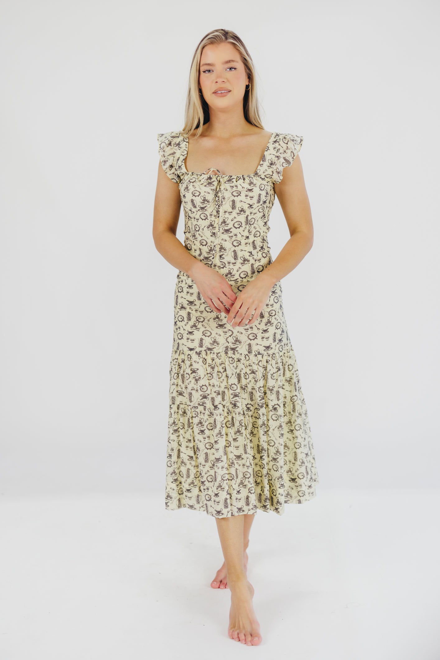 Emery Midi Dress in Vintage Tea -(Sizes S-XL)