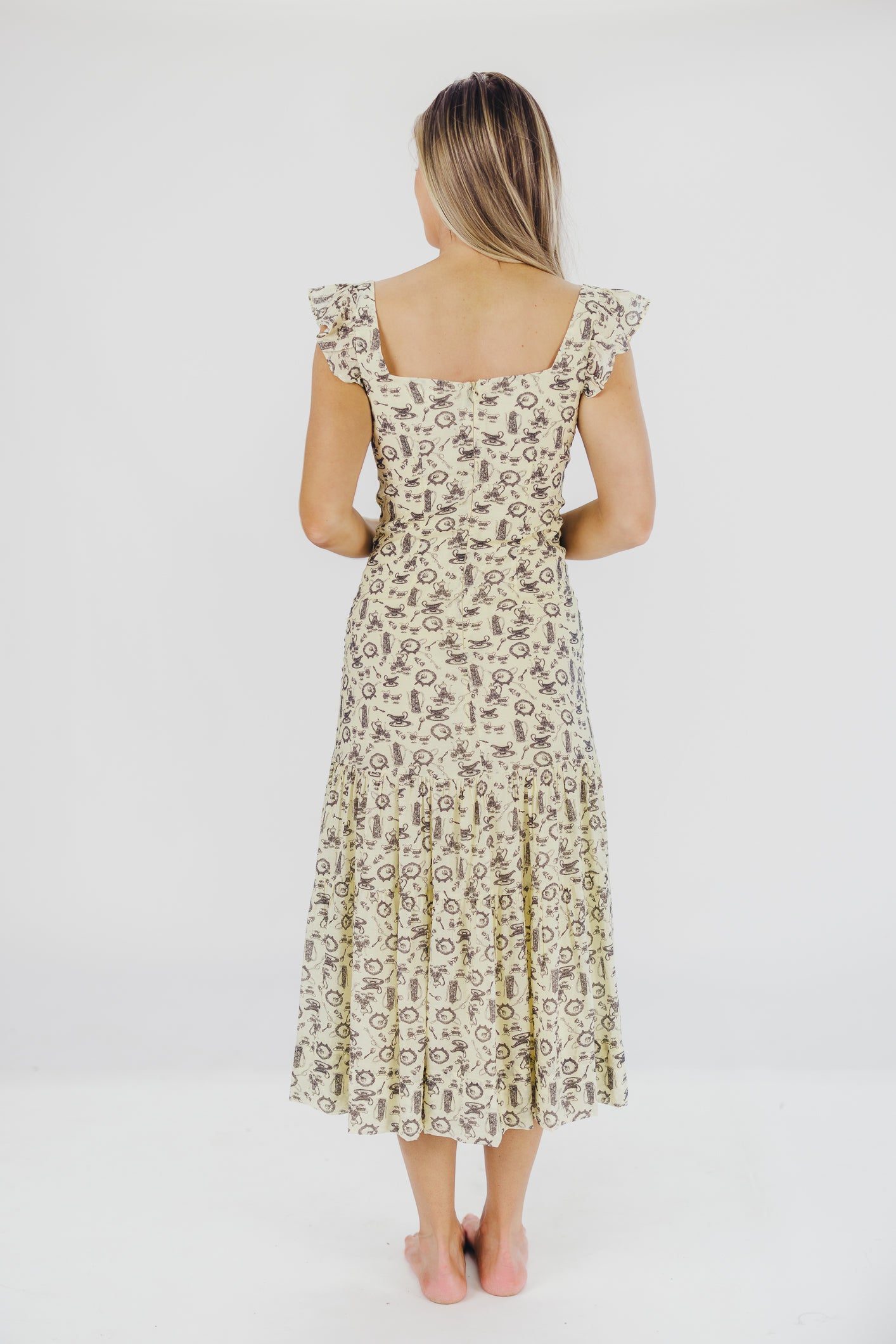 Emery Midi Dress in Vintage Tea -(Sizes S-XL)