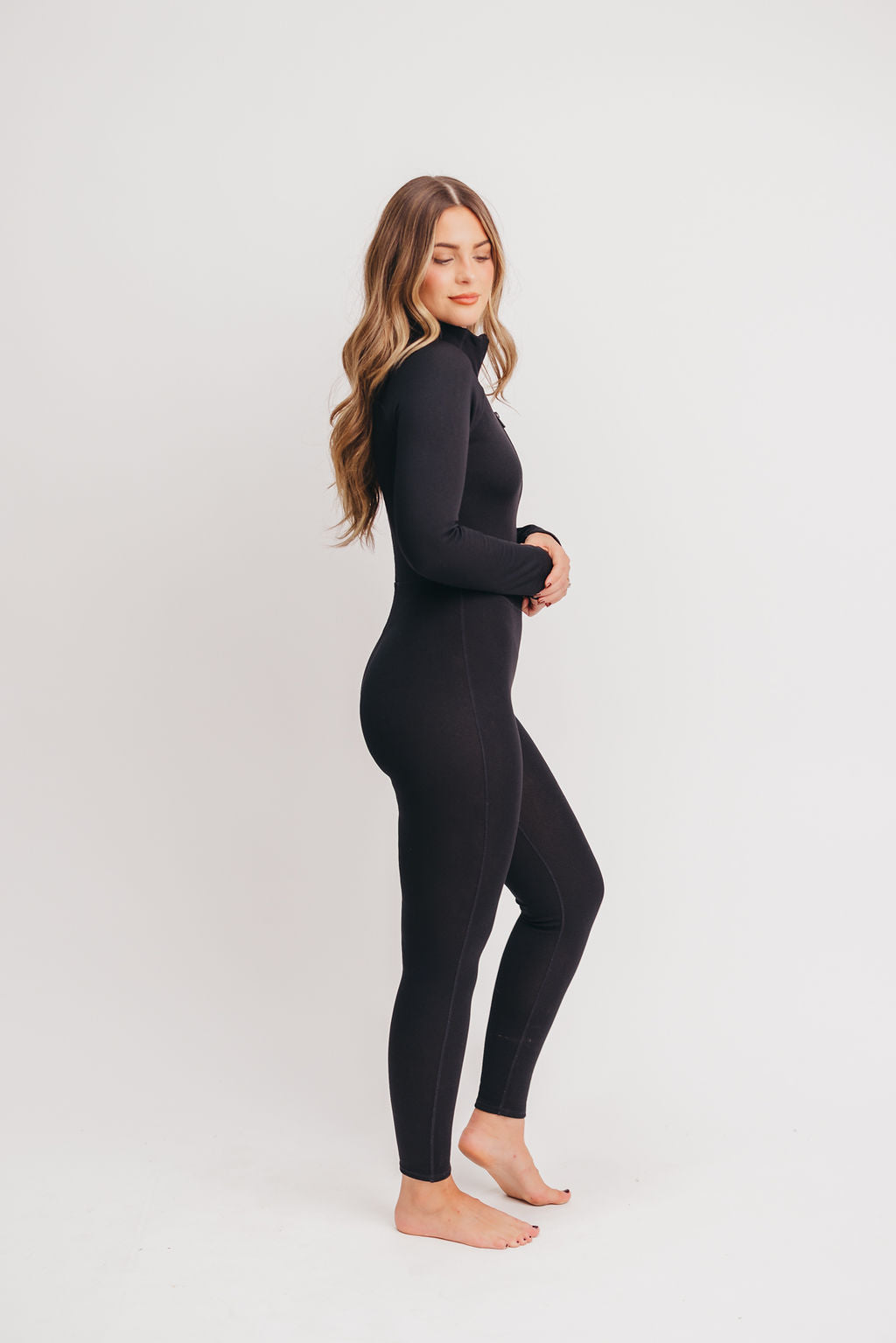 Meryl Fleece-Lined Base Layer Jumpsuit in Black