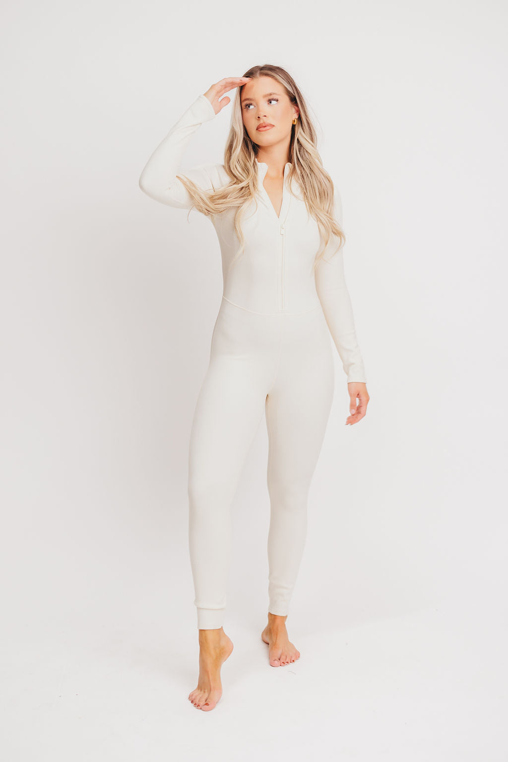 Meryl Fleece-Lined Base Layer Jumpsuit in Natural