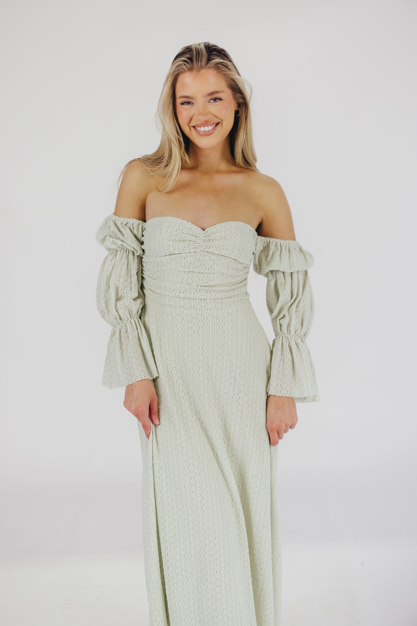 Mint maxi dress with sleeves hotsell