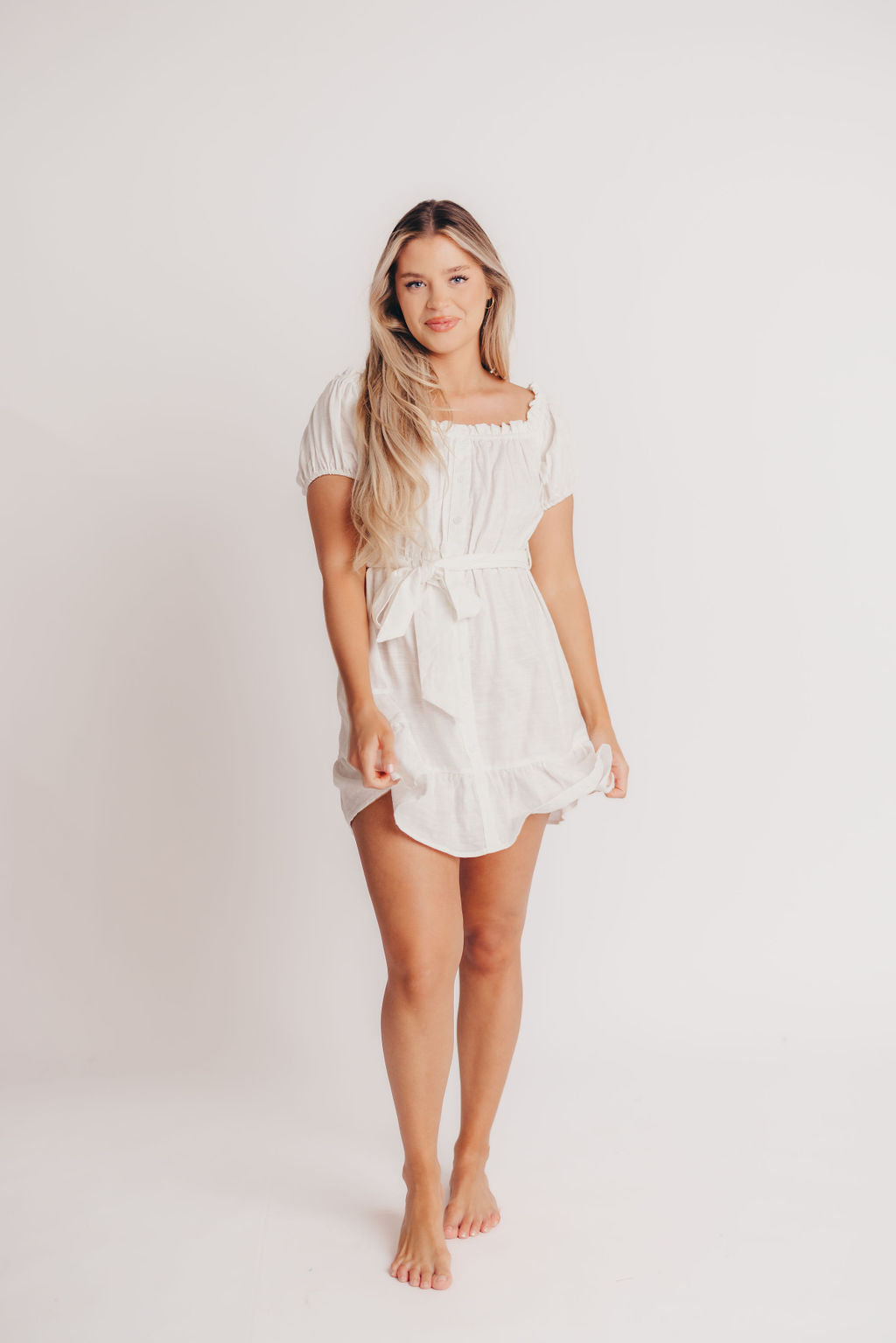 Aloha Off-the-Shoulder Mini Dress in White