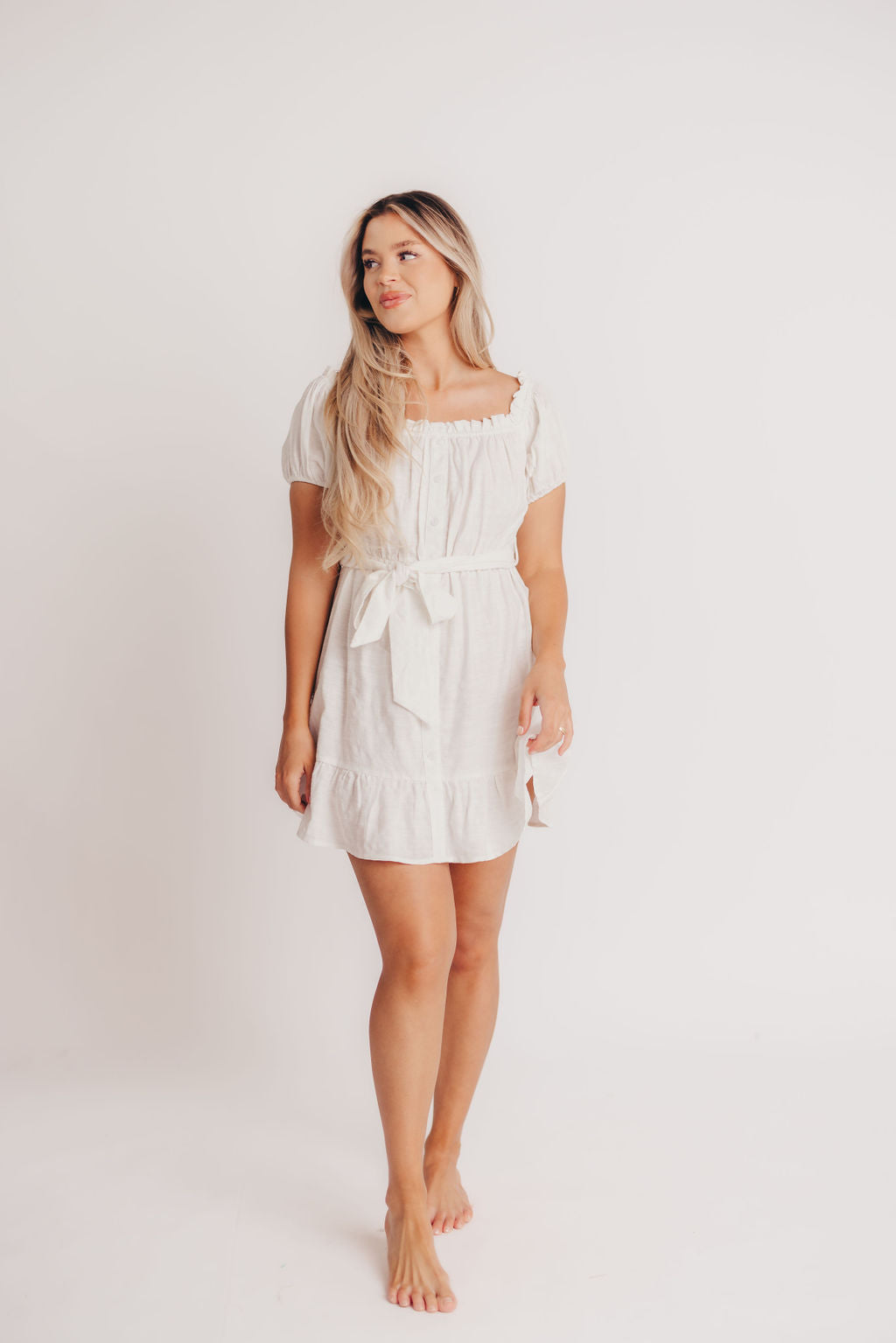 Aloha Off-the-Shoulder Mini Dress in White