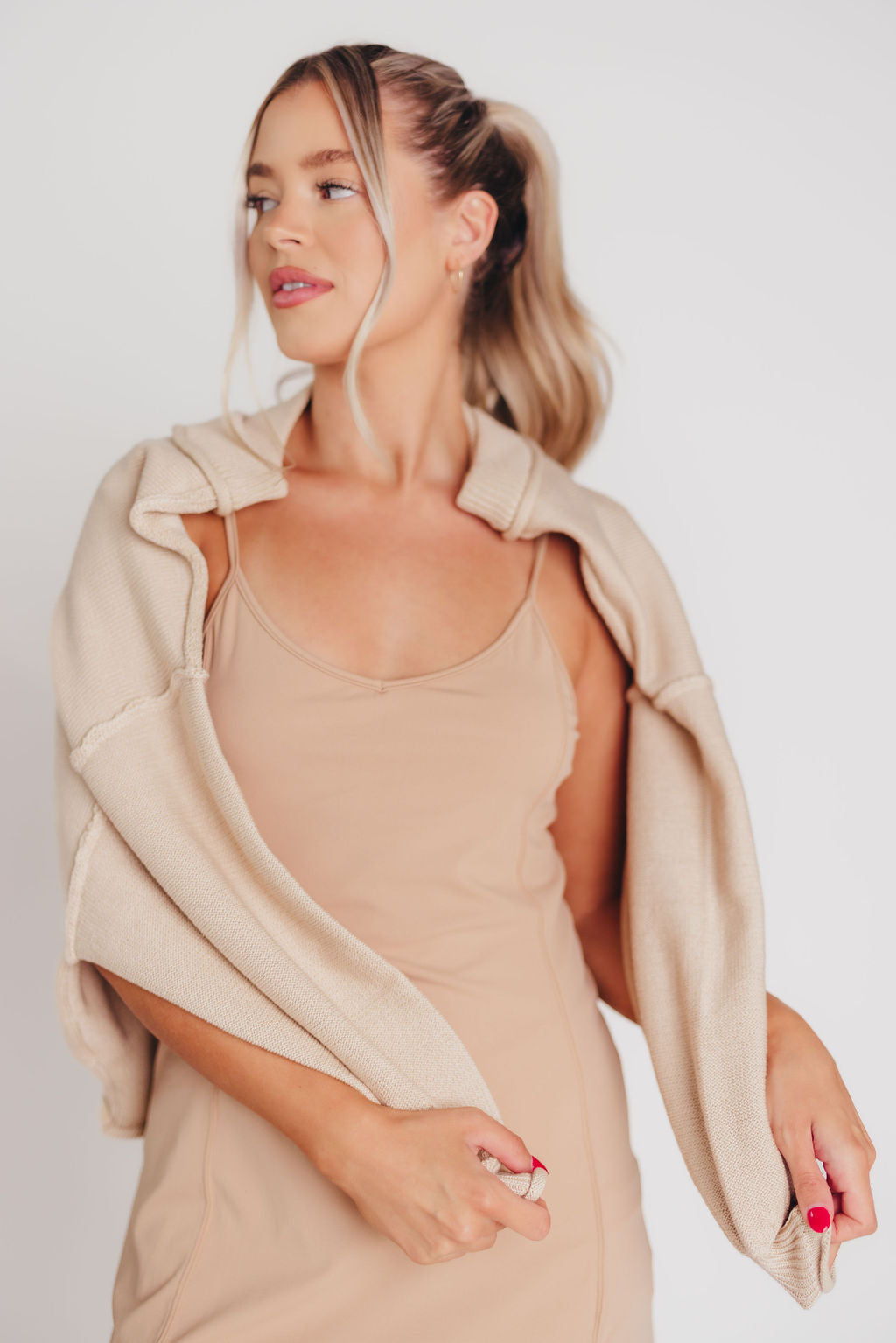 Anaheim Athletic Mini Dress in Taupe