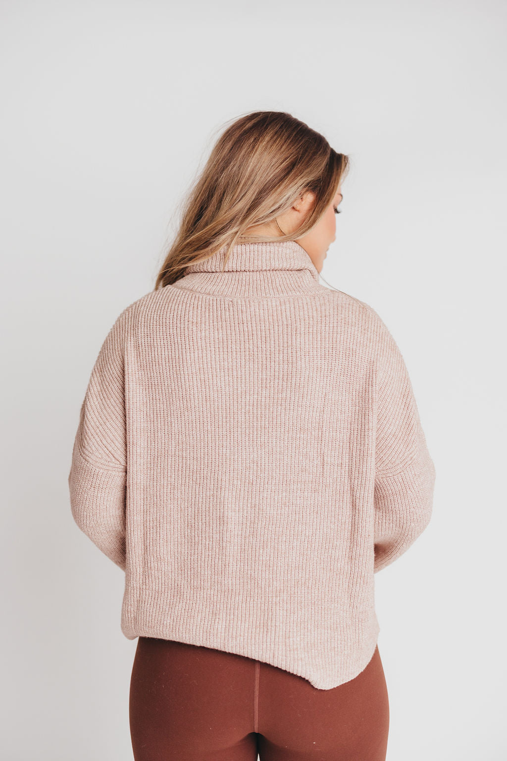 Calla Bell-Sleeve Turtleneck Sweater in Mocha