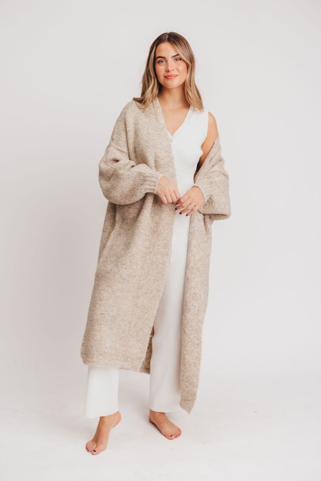 Amelia Oversized Rolled Edge Cardigan in Oatmeal – Worth Collective