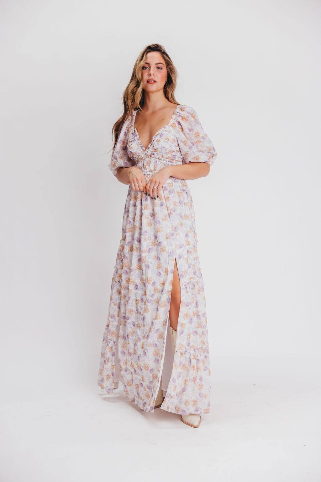 Take you there ivory floral print maxi clearance dress