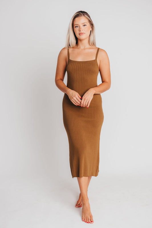 Off the Grid Maxi Dress in Olive Brown - Bump Friendly