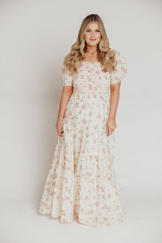 Harper Worth Maxi Dress in Ivory/Pink Floral - Inclusive Sizing (S-3XL) - Bump Friendly