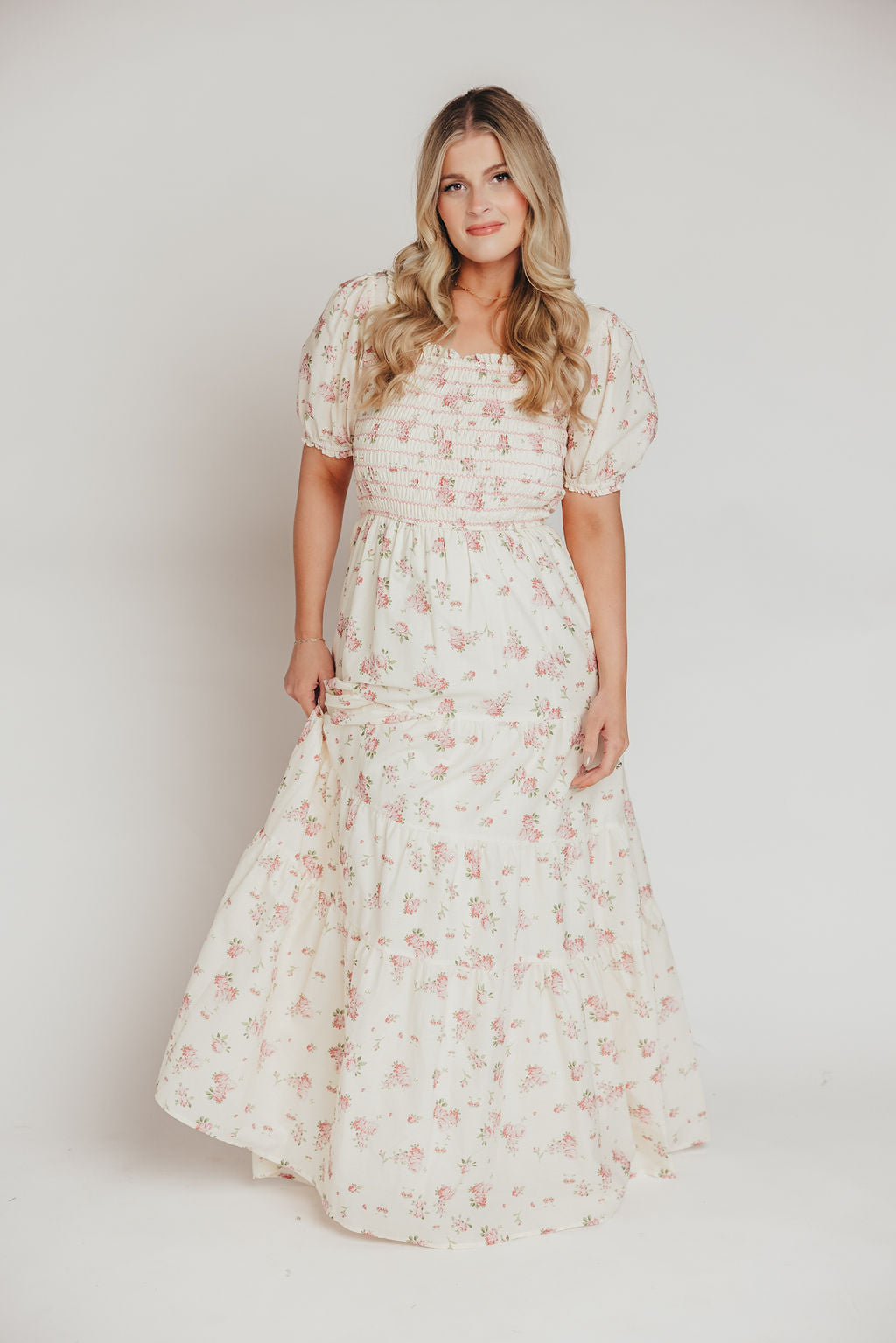 Harper Worth Maxi Dress in Ivory/Pink Floral - Inclusive Sizing (S-3XL) - Bump Friendly ($30 OFF PRE-ORDER ONLY) Arrives 4/30