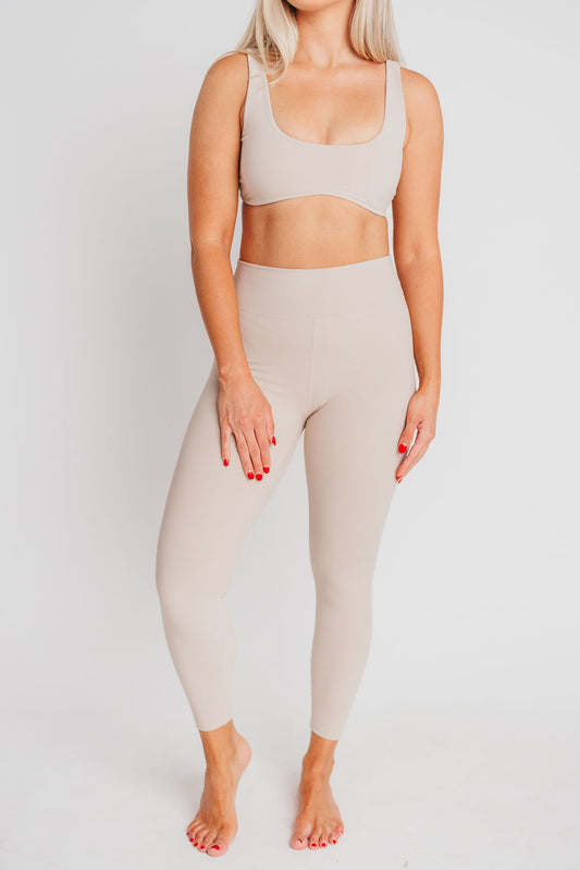 Worth the Label High-Waisted Brushed Legging in Ivory Grey