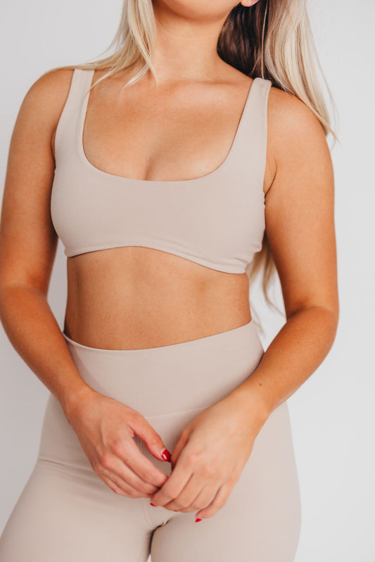 Worth the Label Brushed Scoop Neck Bralette in Ivory Grey