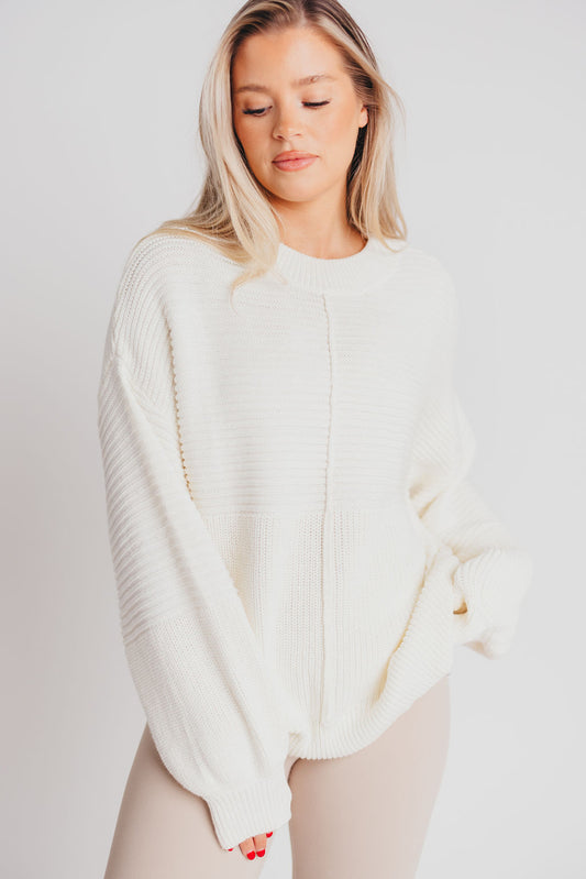 Honey Ribbed Knit Sweater in White