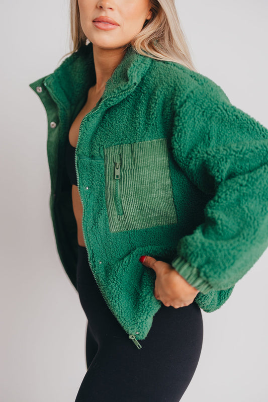 Bella Sherpa Puffer Jacket in Green