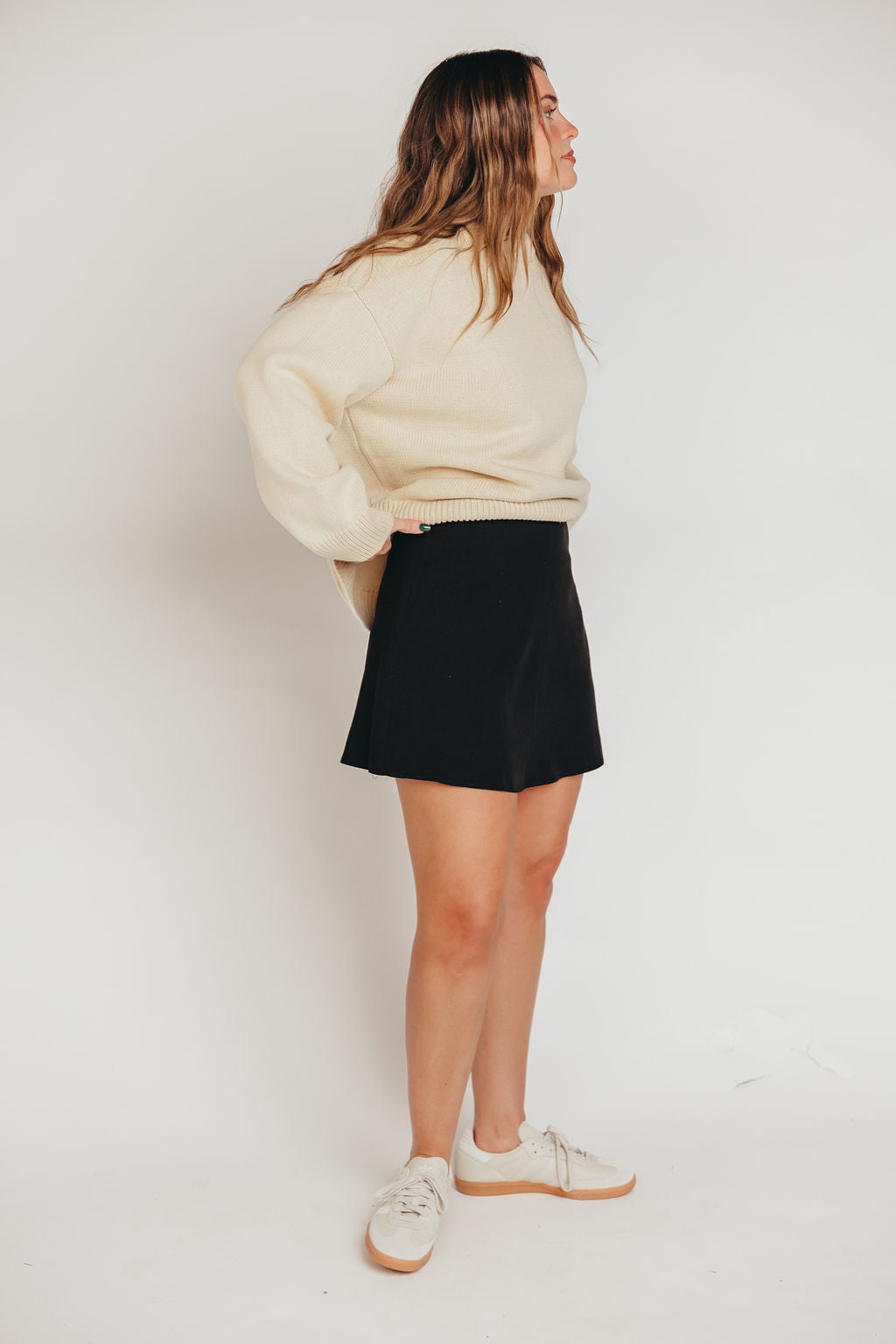 The Talia Mini Skirt with Built-In Shorts in Black
