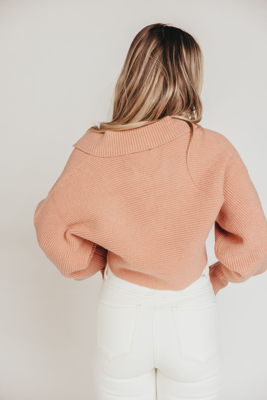 Francis Cropped Polo Knit Top in Dusty Mauve