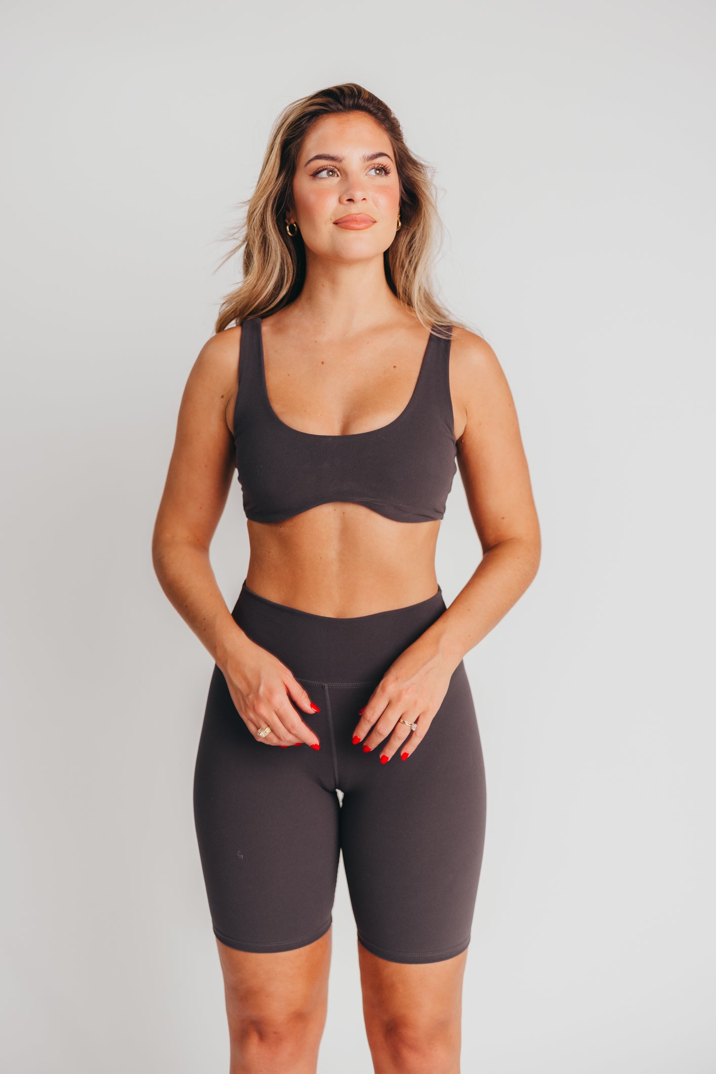 Worth the Label Brushed Scoop Neck Bralette in Charcoal