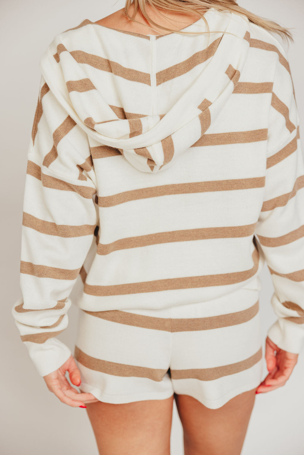 Brighton Pullover Top in White and Wheat Stripe