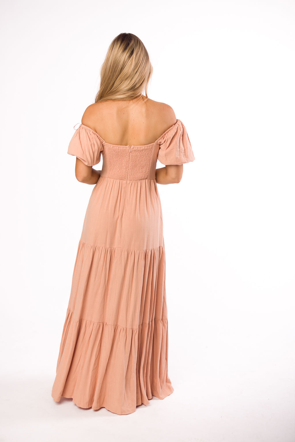 Genevieve Tiered Maxi Dress in Peach Clay – Worth Collective