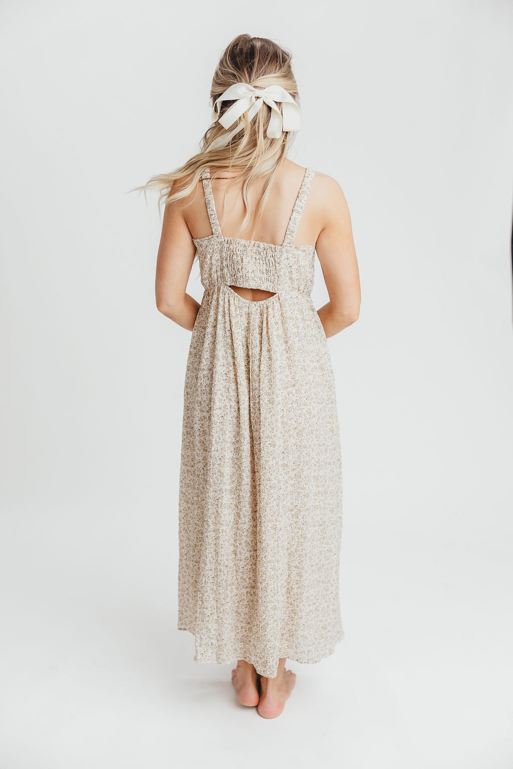 Cameron Ditsy Floral Midi Dress in Ivory
