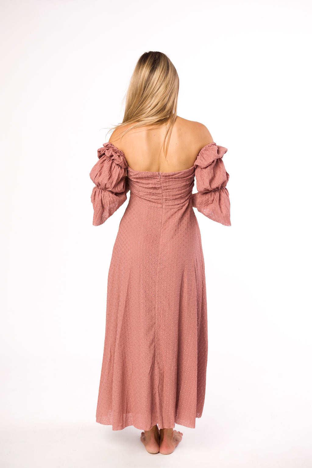 Corrine Tiered Sleeve Maxi Dress with Pockets in Dusty Mauve Bump Friendly