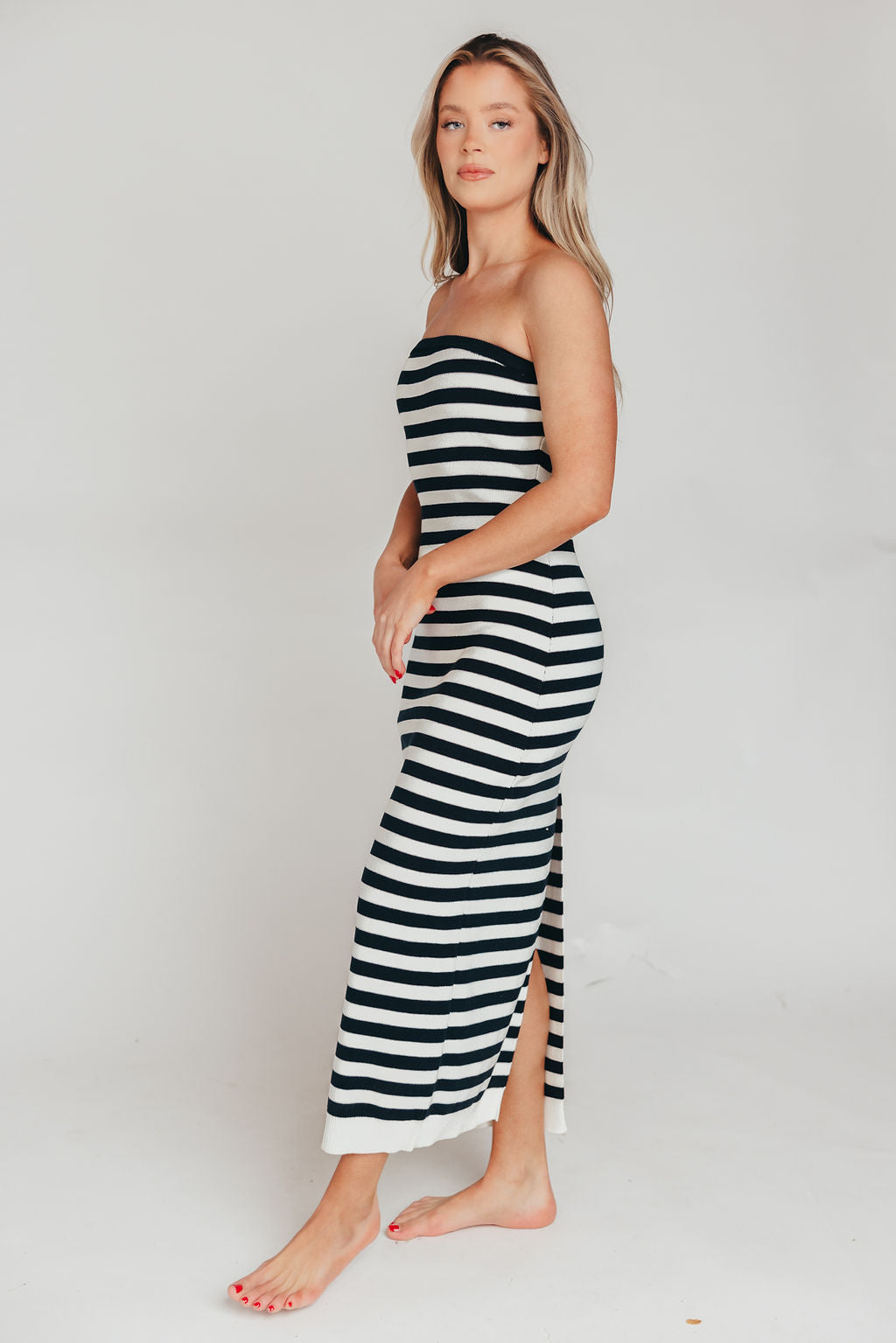 Eventide Maxi Dress in Navy / Ivory Stripe