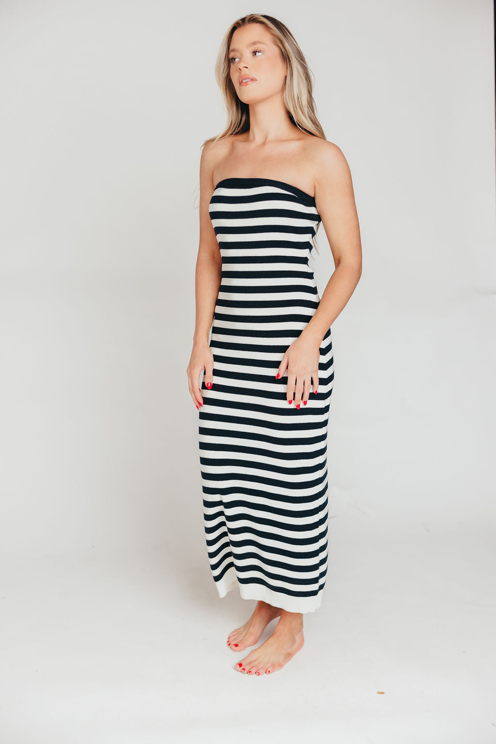 Eventide Maxi Dress in Navy / Ivory Stripe