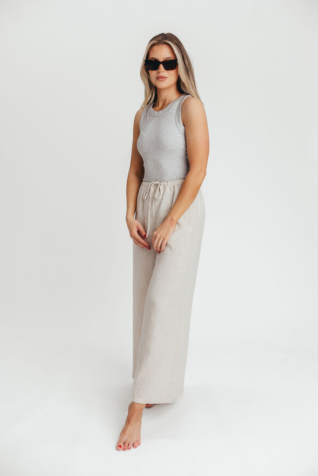 Claire Ribbed Scoop Neck Tank in Light Heather Grey