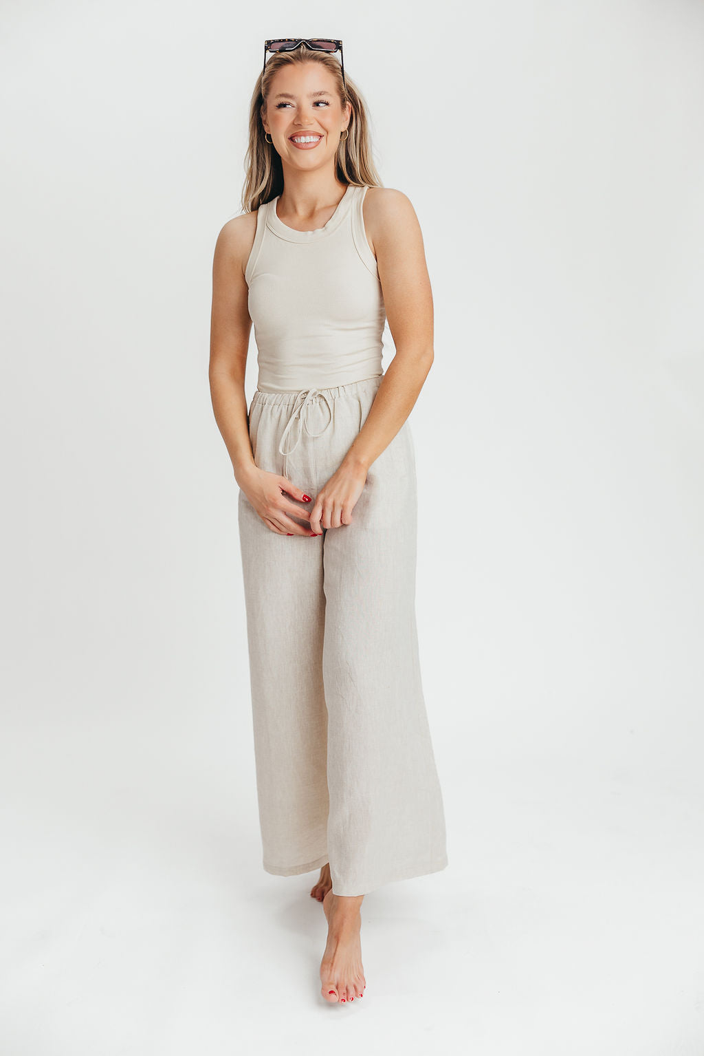 Claire Ribbed Scoop Neck Tank in Ecru