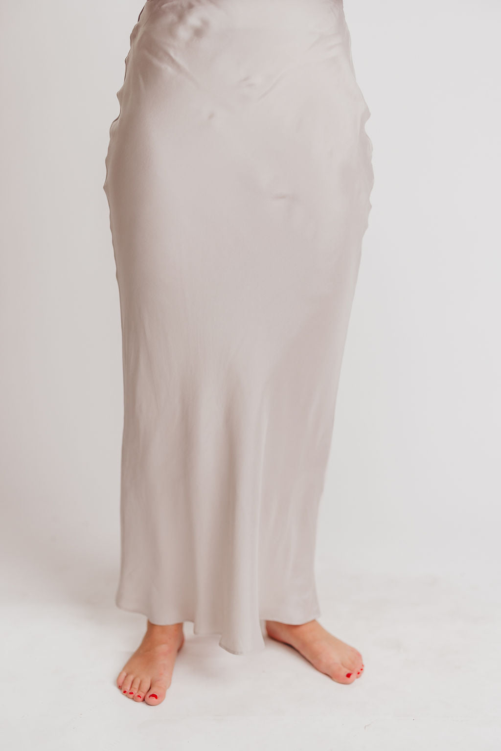 90s Bias Maxi Skirt in Silver