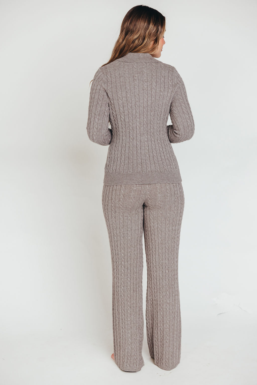 Premium Willow Cable Knit Pants in Greige