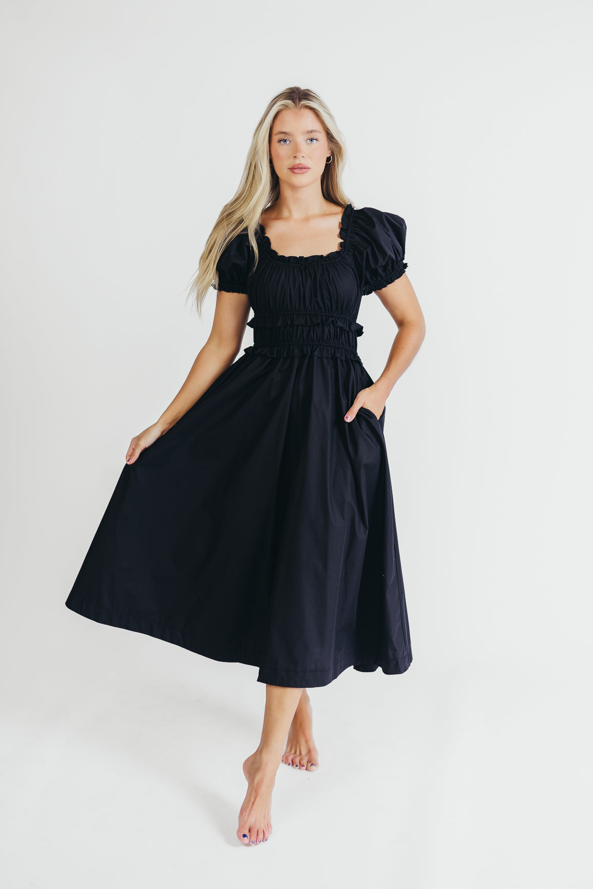 Cotton long midi dress best sale