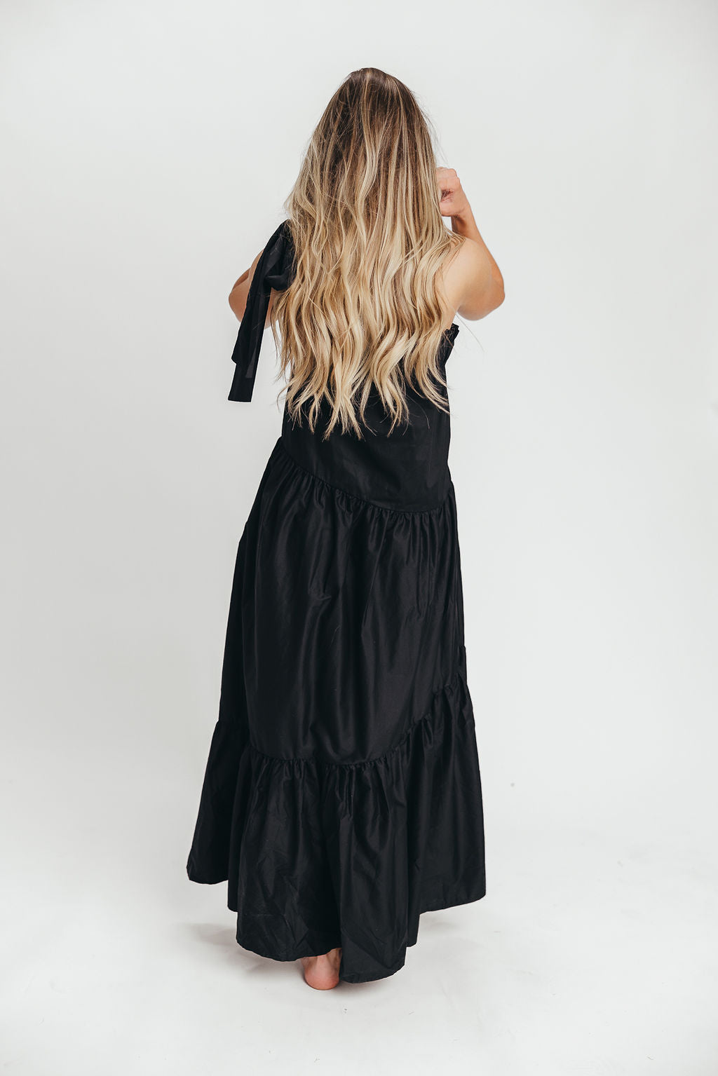 Jordan One-Shoulder Maxi Dress in Black - Bump Friendly