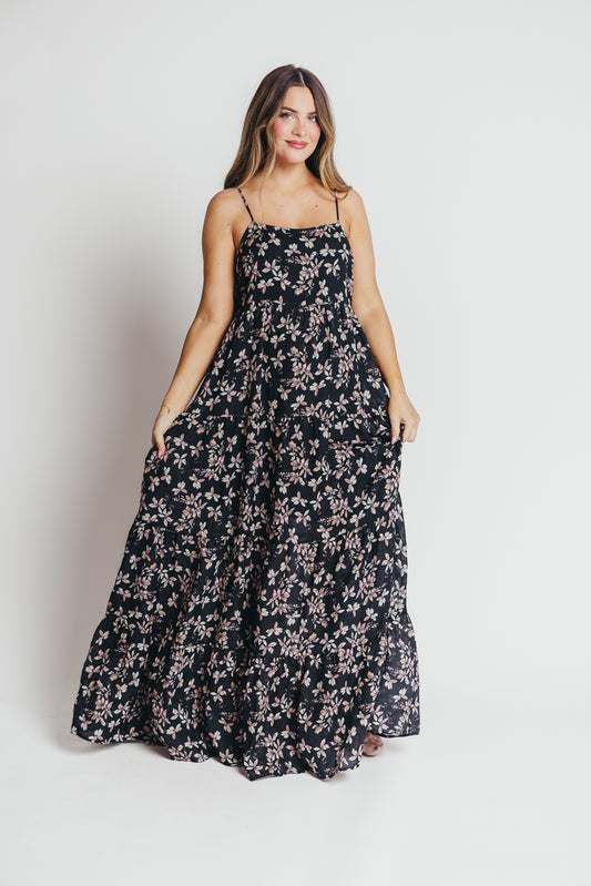 Libby Maxi Dress in Charcoal Floral