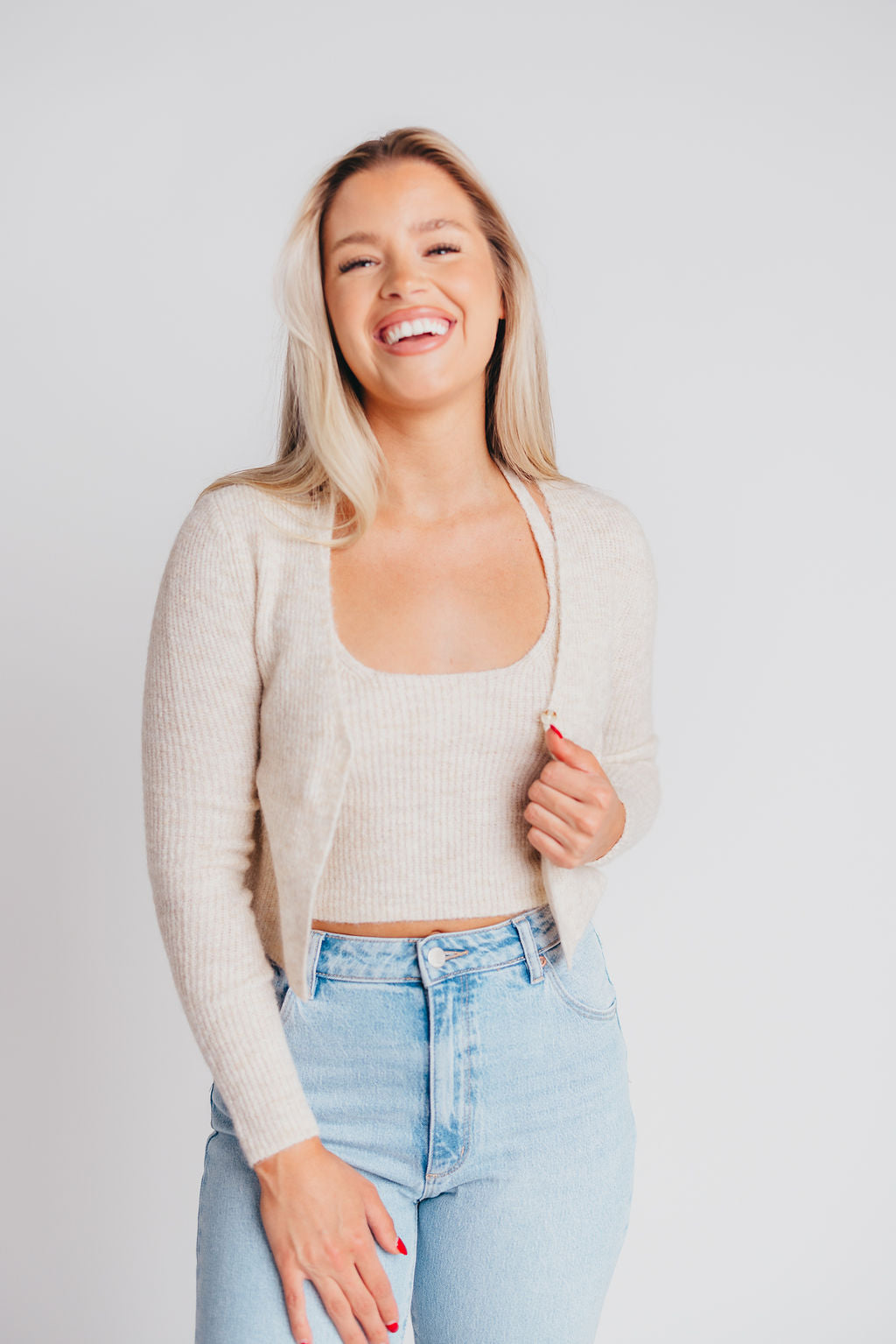 Mayte Cropped Sweater & Tank in Cream