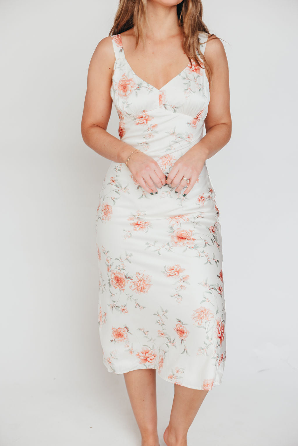 The Felicity Midi Dress in Ivory Floral