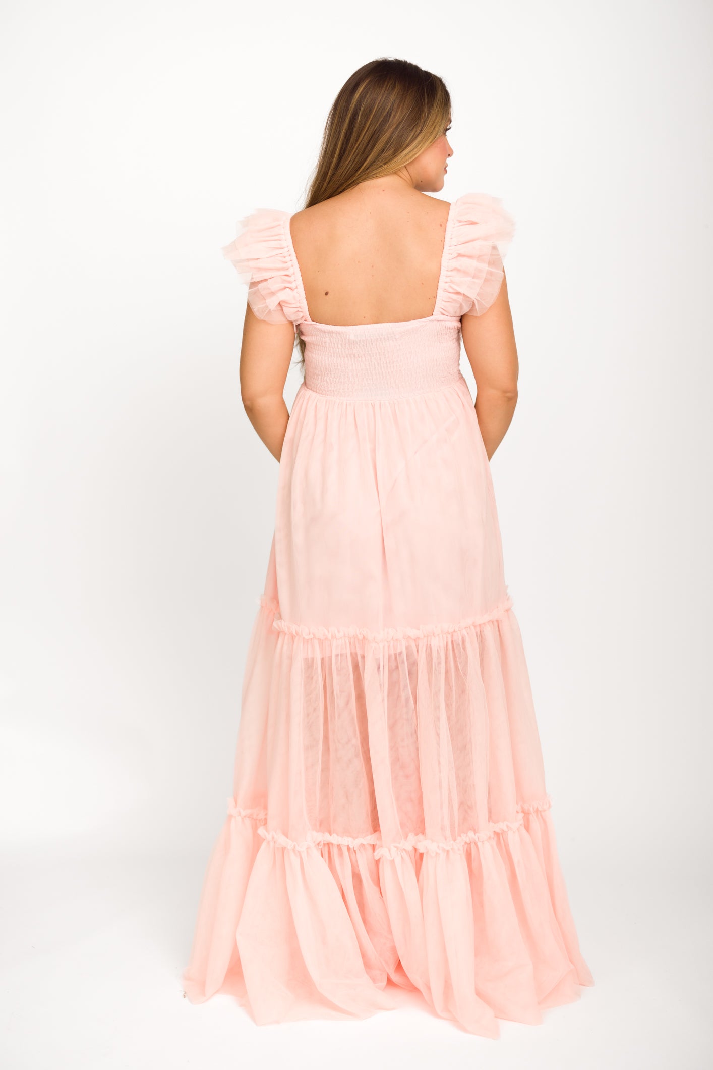 Blush tulle maxi dress best sale