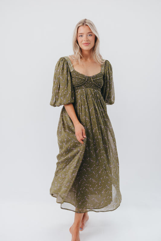 Harlow Maxi Dress in Meadow Green - Bump Friendly (S-XL)