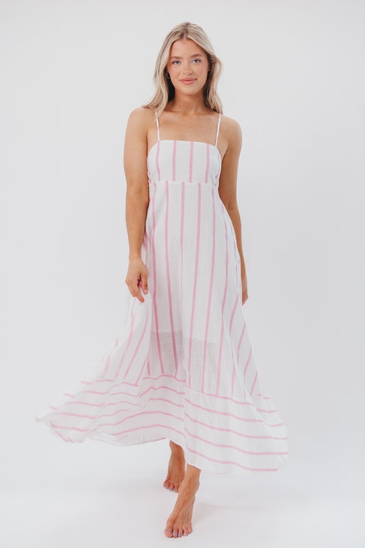 Poppy Striped Maxi Dress in Pink Stripes