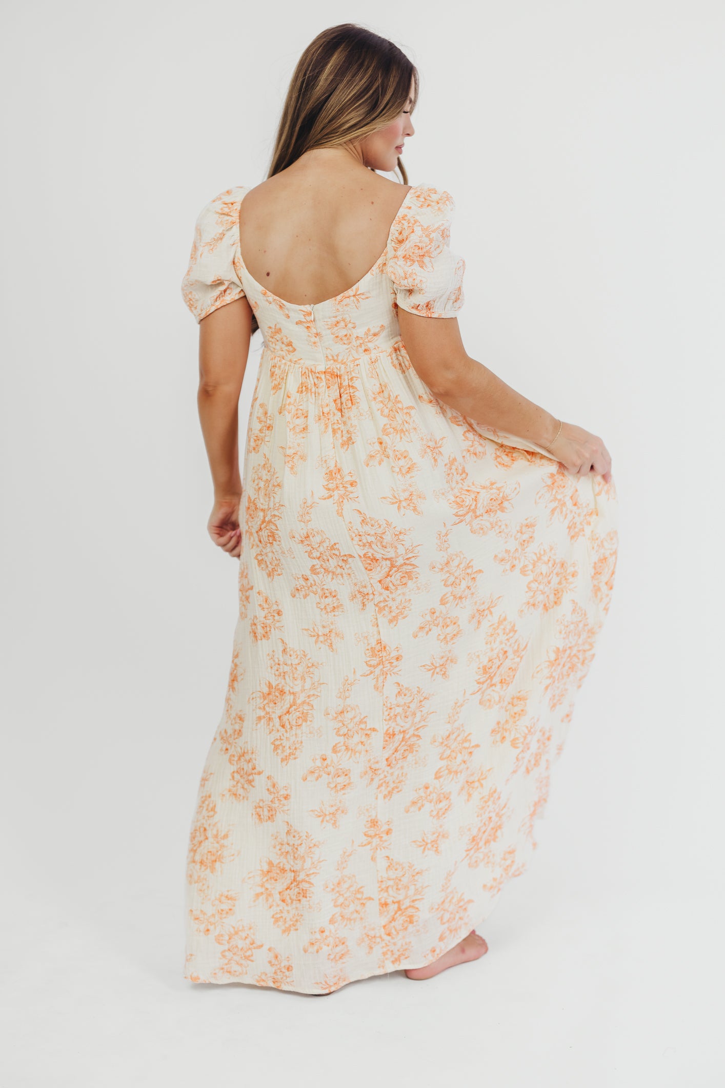Haven 100% Cotton Tie-Front Maxi Dress in Sherbet - Bump