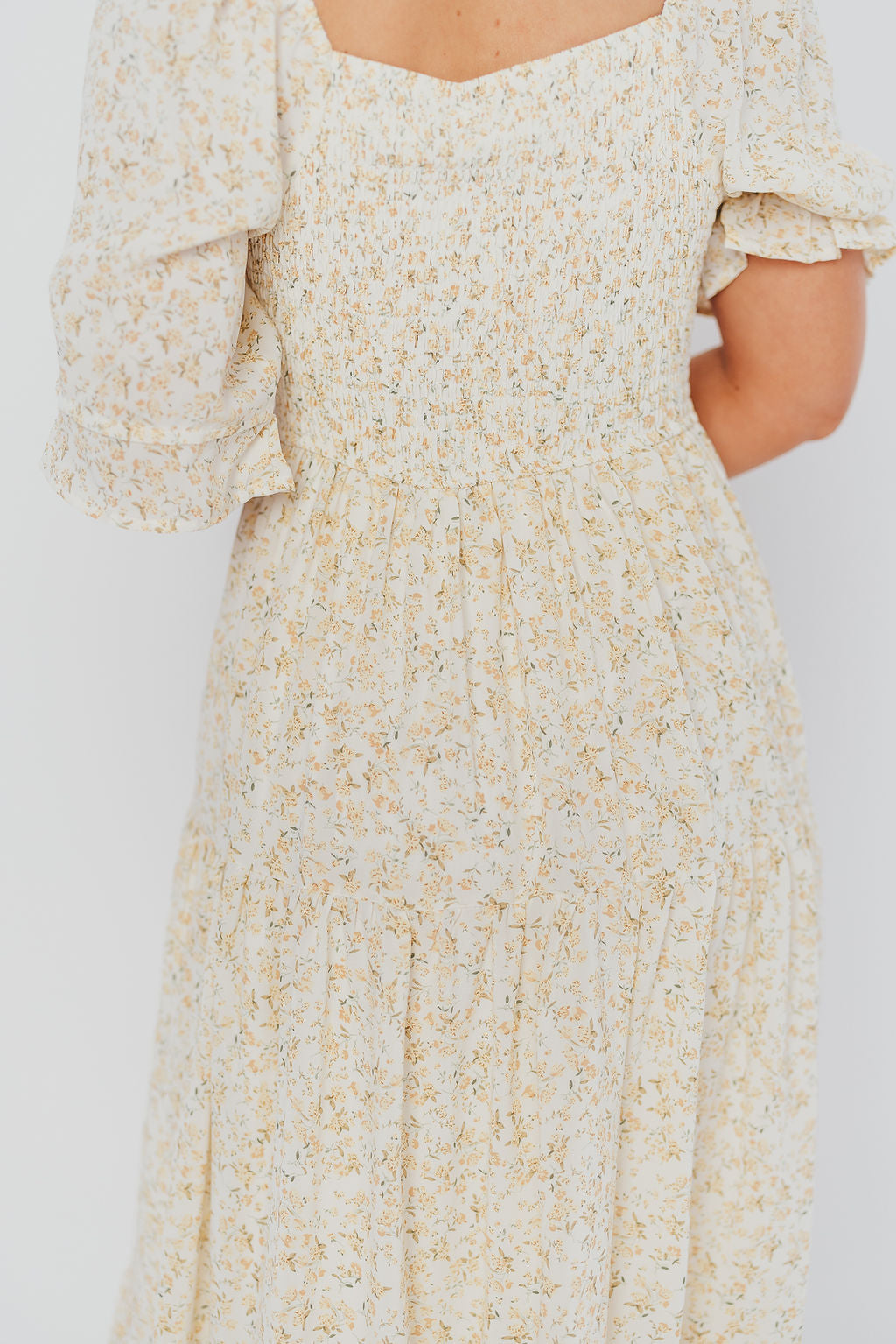 Patton Sweetheart Neckline Tiered Maxi Dress in Daffodil Creme