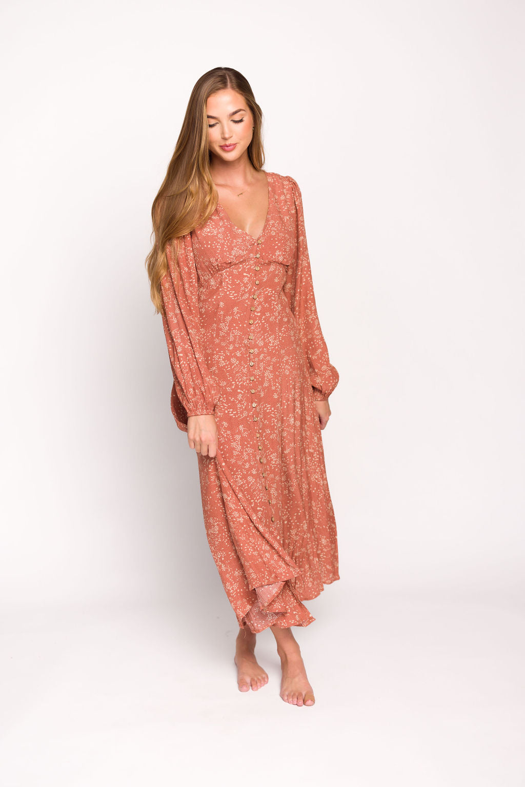 Long sleeve deals floral maxi