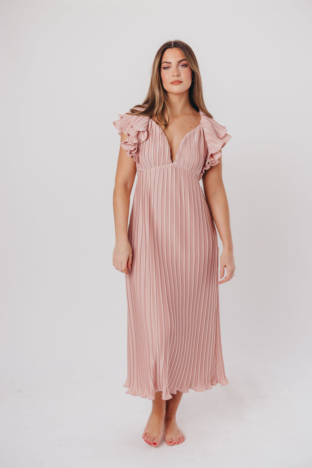 Lucky Charm Midi Dress in Tea Rose - Bump Friendly & Inclusive Sizing (S-3XL)