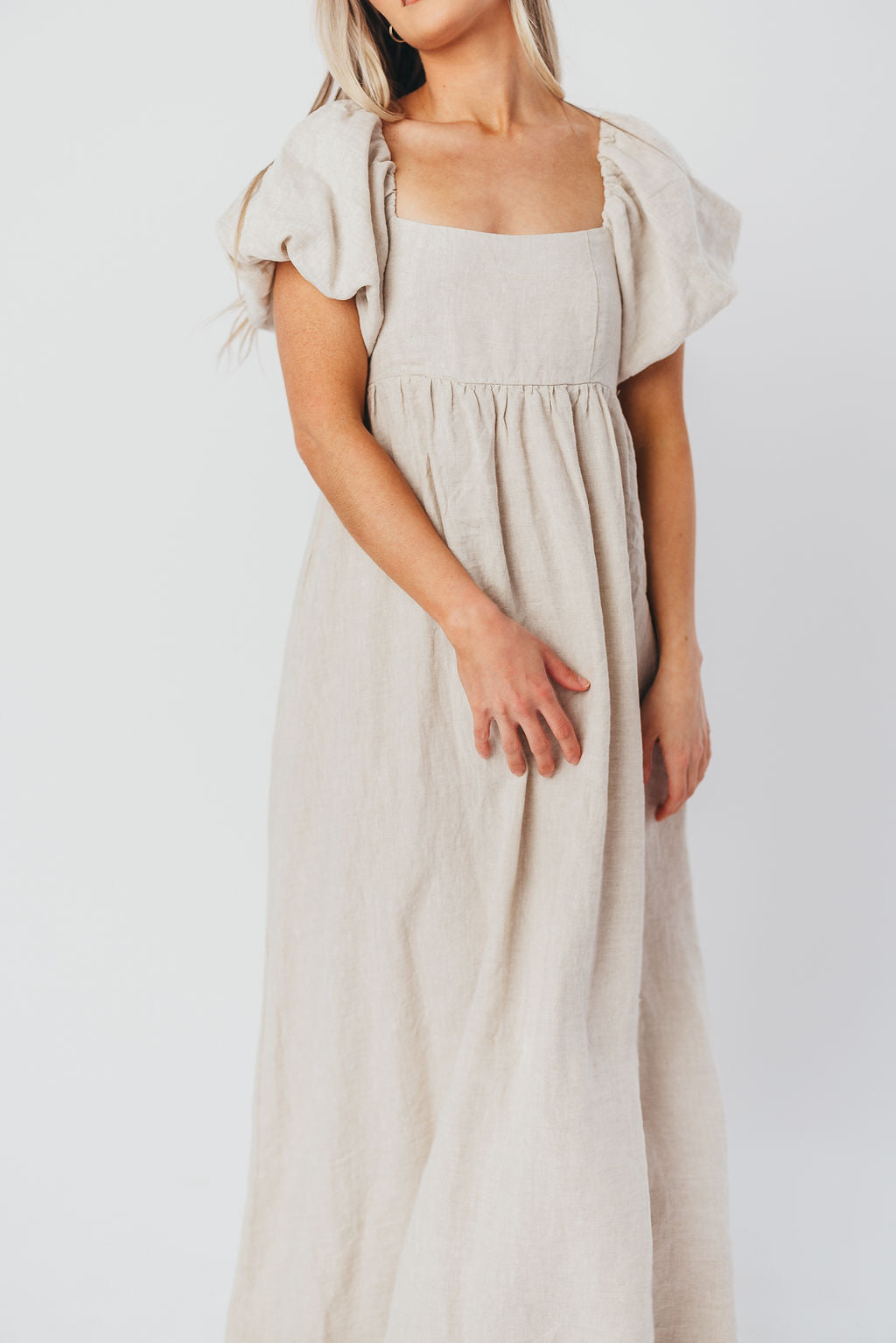 Candace Maxi Dress in Natural - 100% Linen - Bump Friendly