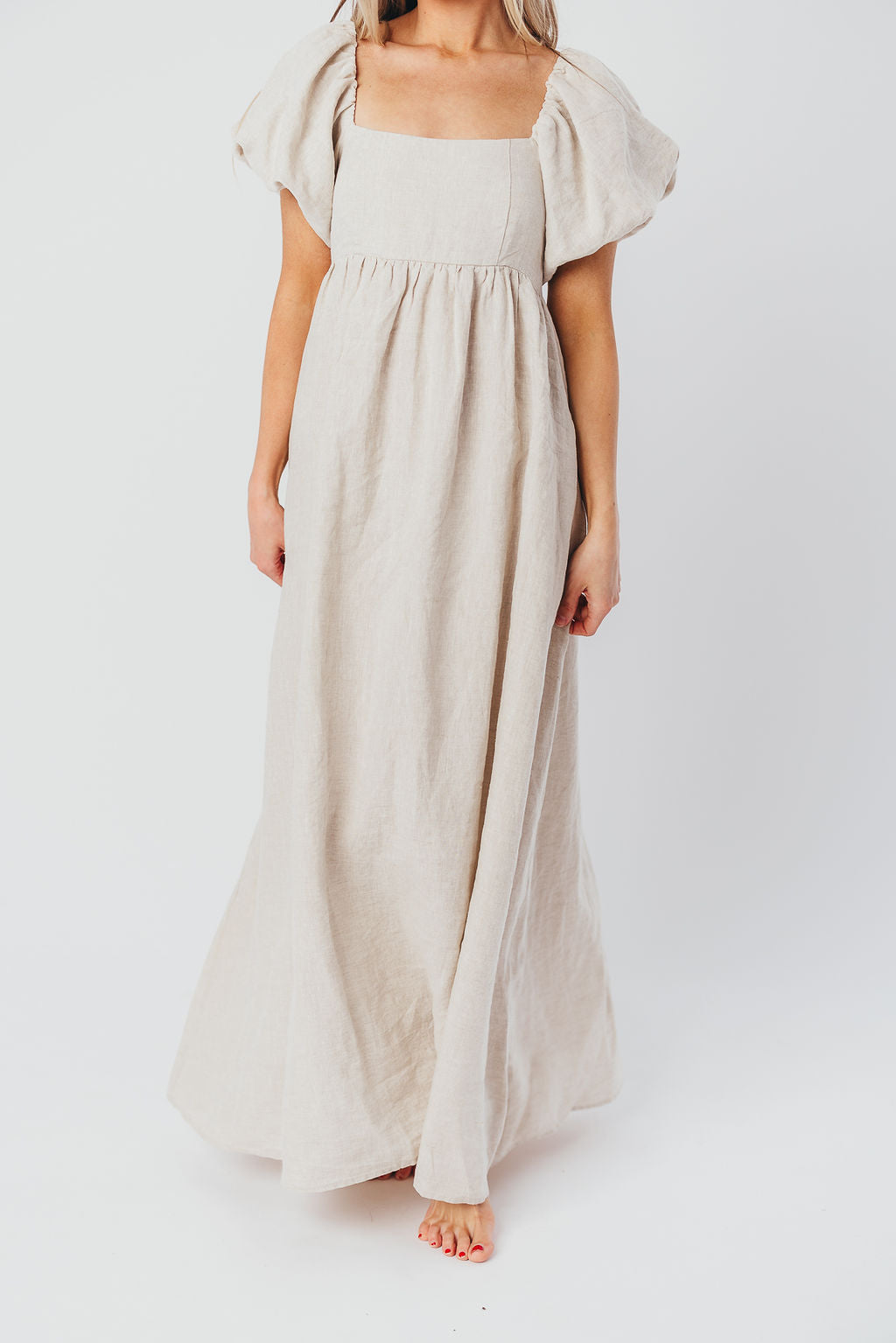 Candace Maxi Dress in Natural - 100% Linen - Bump Friendly