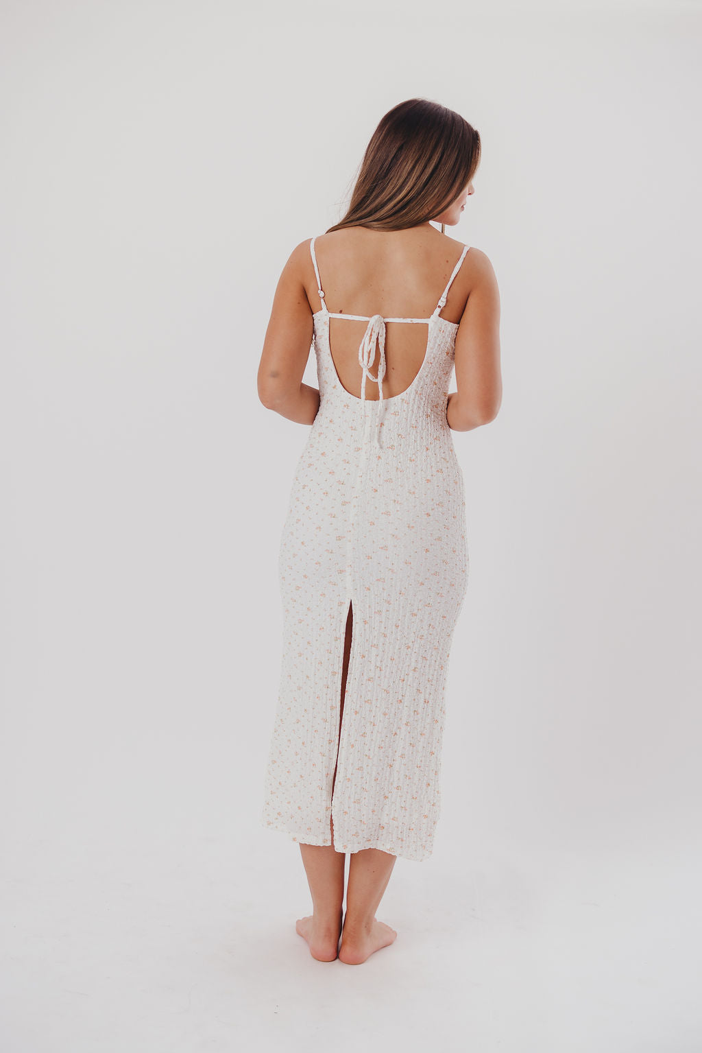 Shannon Crinkle Maxi Dress in Off White