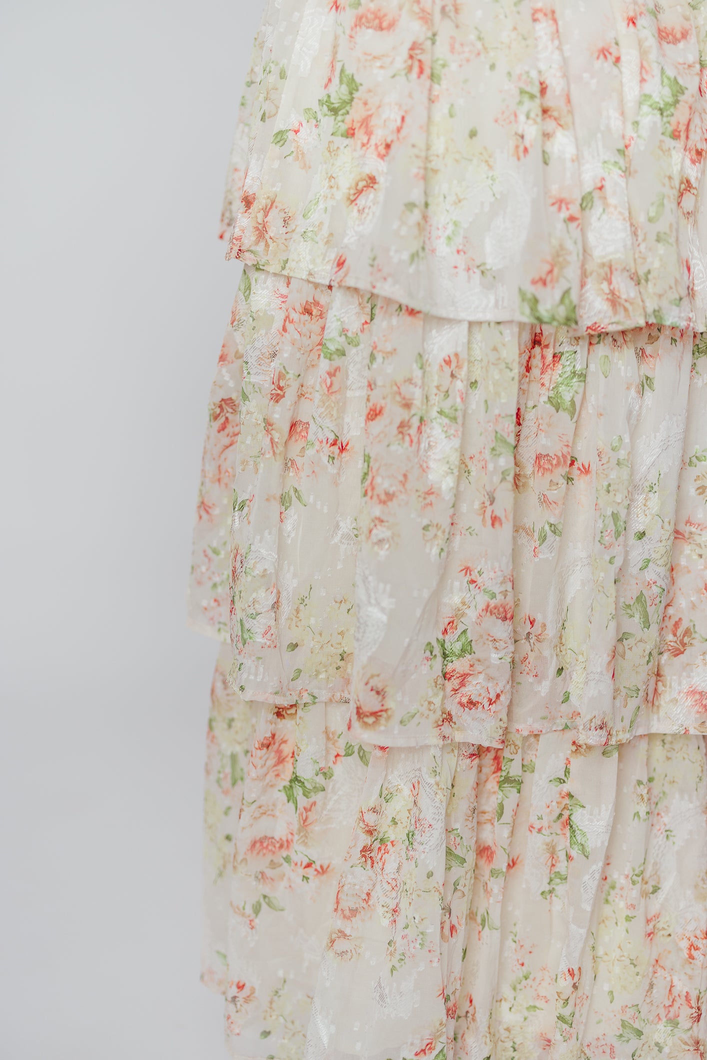 Ingrid Tiered Maxi Dress in Cream Multi Floral